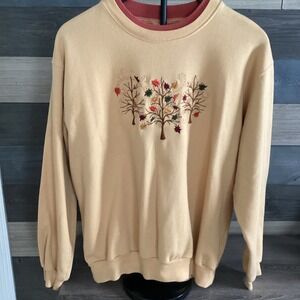 Vtg Ladies Decorated Orginals Fall Embroidered Tree Sweatshirt Size Large